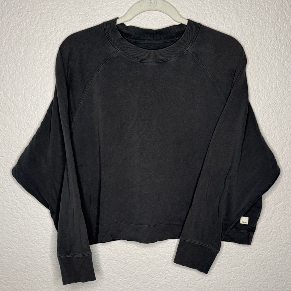 Vuori Sunnyside Crewneck Sweatshirt Charcoal Cropped Pullover Oversized L XL - Picture 2 of 7